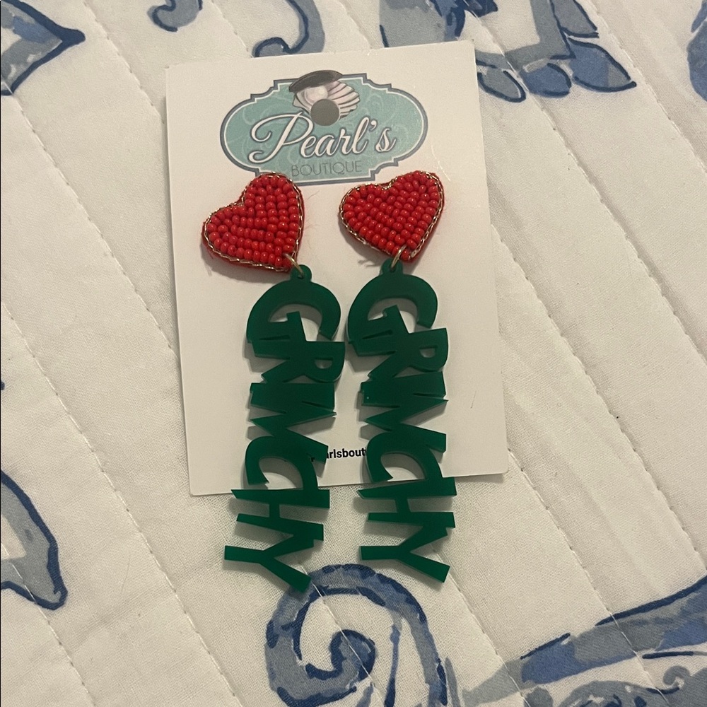 Green Acrylic Grinchy Earrings